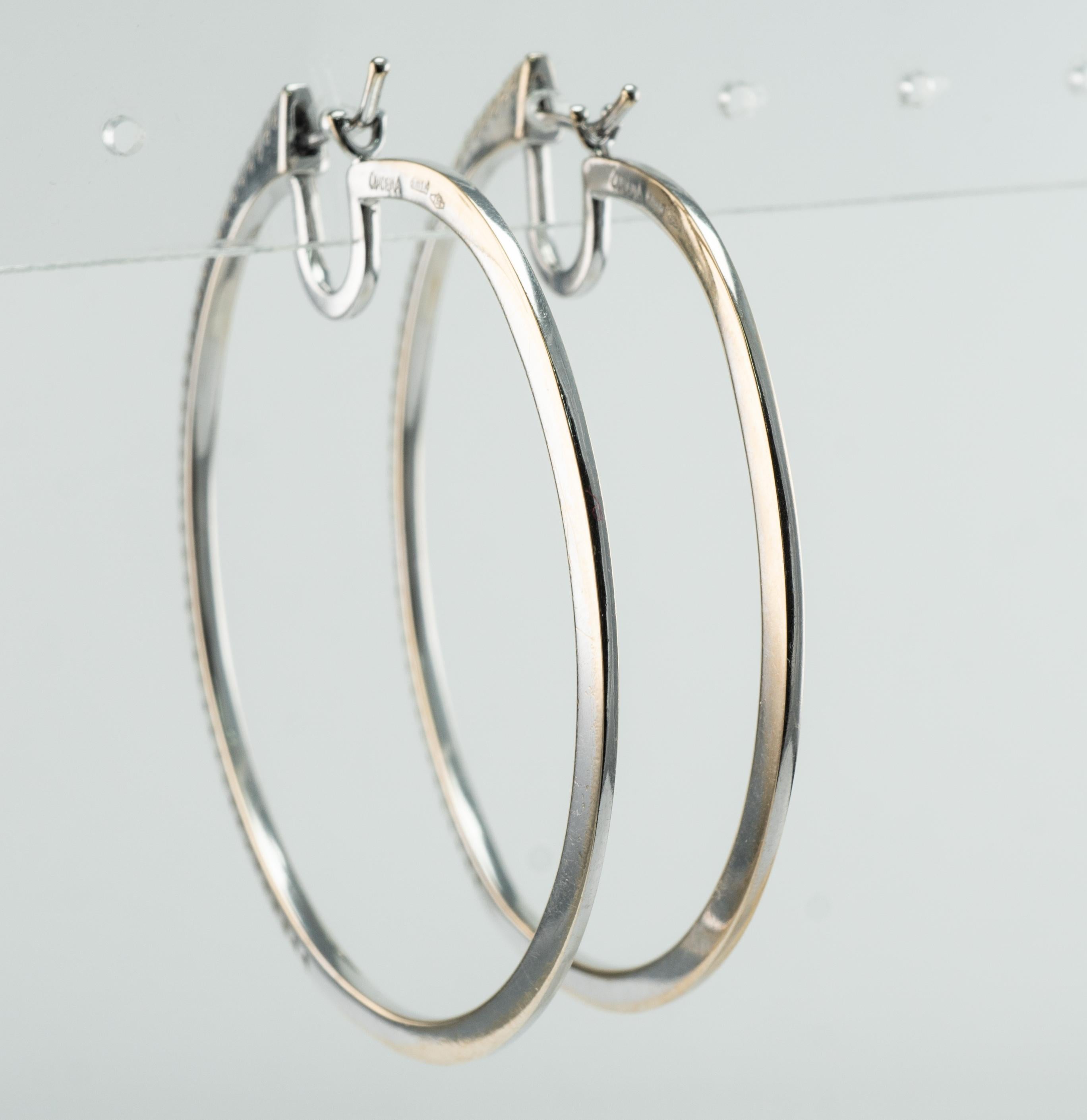 Diamond Hoop Earrings 18K White Gold by Diadema In Good Condition For Sale In East Brunswick, NJ