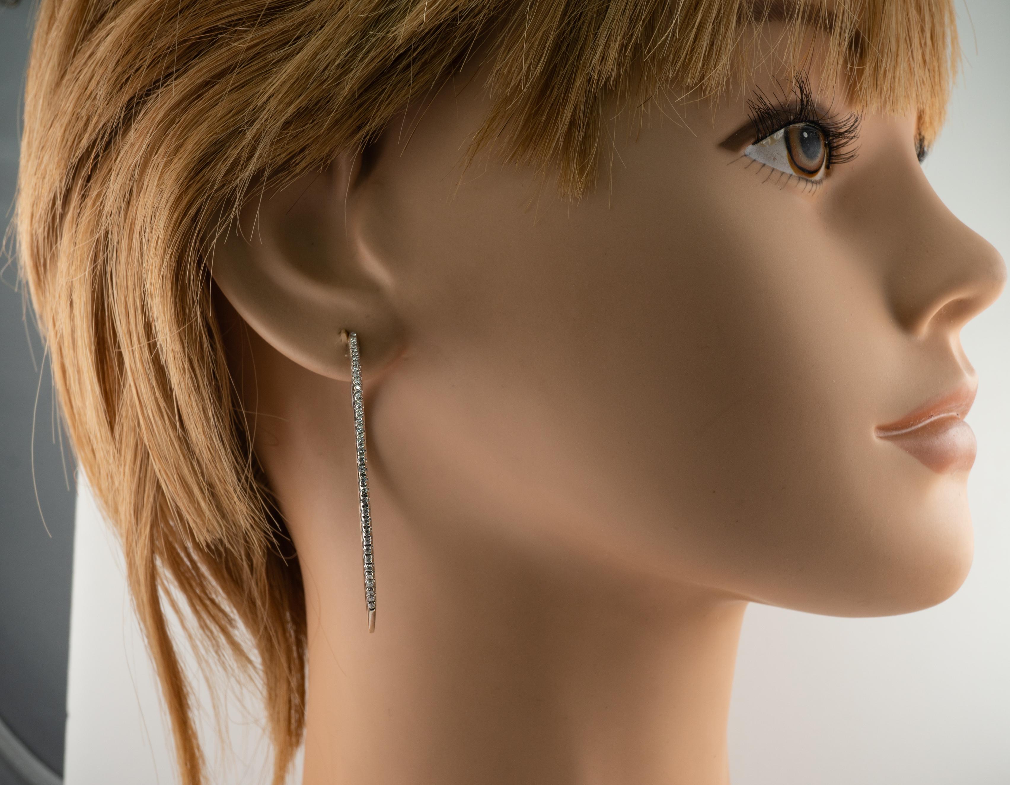 Diamond Hoop Earrings 18K White Gold by Diadema For Sale 4