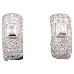 Diamond Hoop Earrings 18K White Gold Diamonds Hoop Earrings Dainty Hoop Earrings