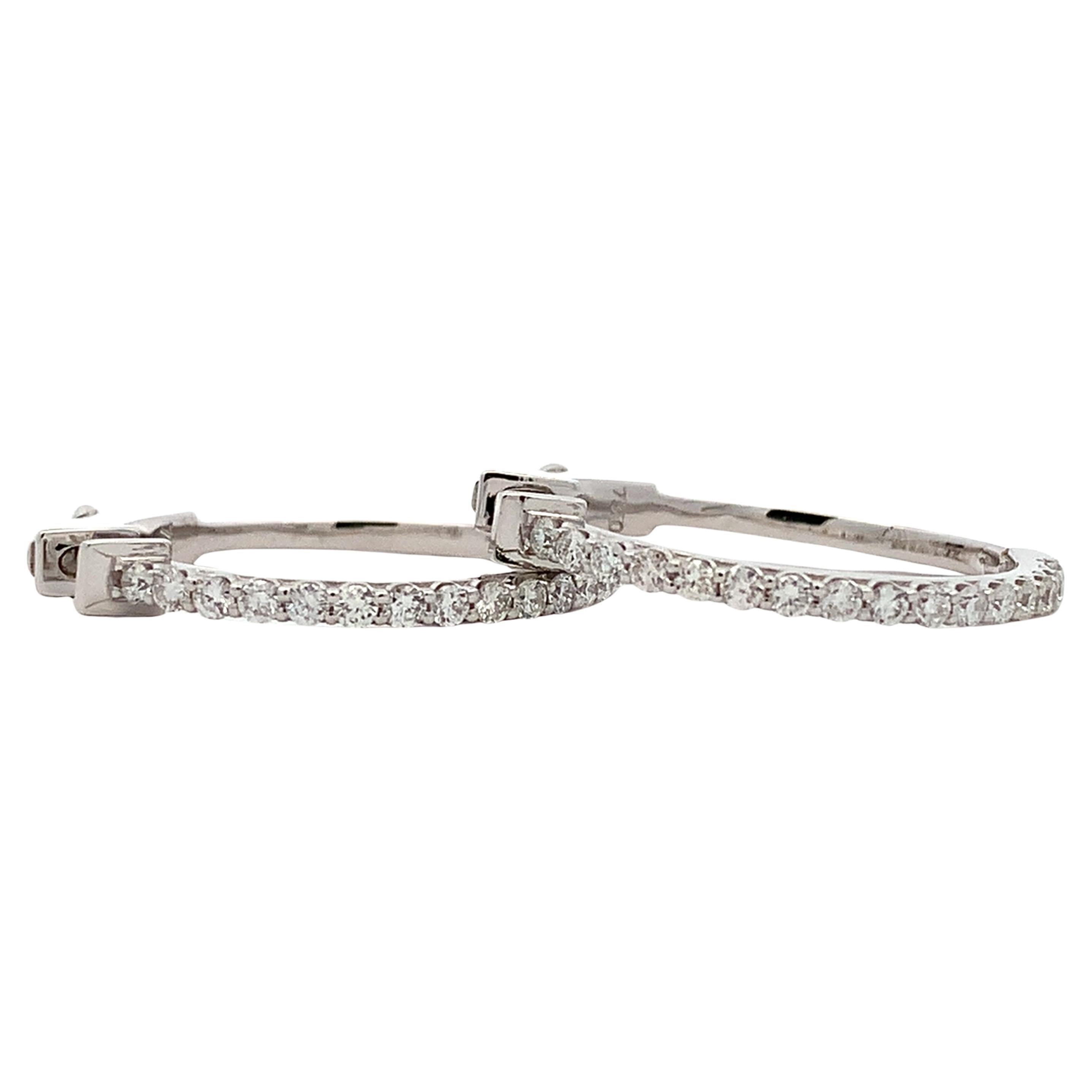 Diamond hoop earrings 18k white gold