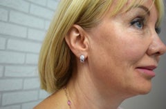 Diamond Hoop Earrings 18KT gold lever back earrings Fine Diamonds VS clarity F