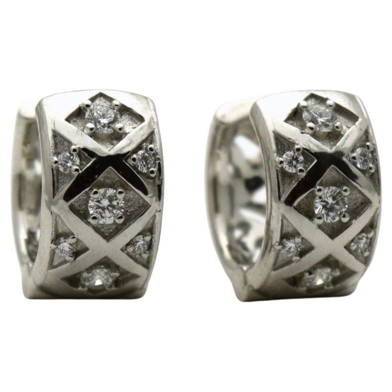 Pendientes de aro de diamantes Pendientes de palanca de oro de 18 KT Diamantes finos VS claridad F
