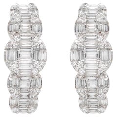 Diamond Hoop Earrings 1.96 Carats 18K White Gold