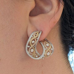 Diamond Hoop Earrings 2.00 cttw by Supreme in 18k Tricolor Gold