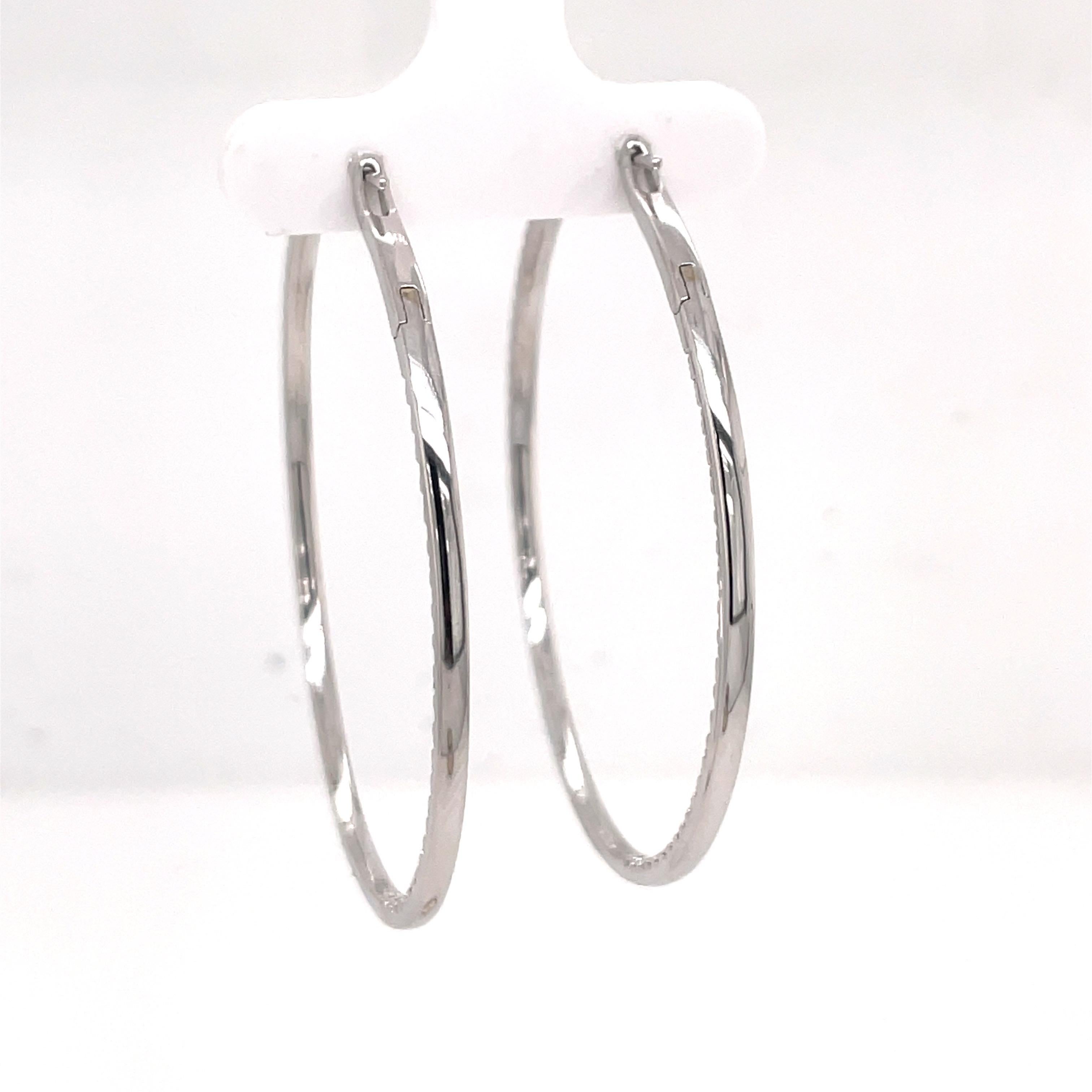 Diamond Hoop Earrings 2.30 Carats 14 Karat White Gold 11 Grams For Sale 2