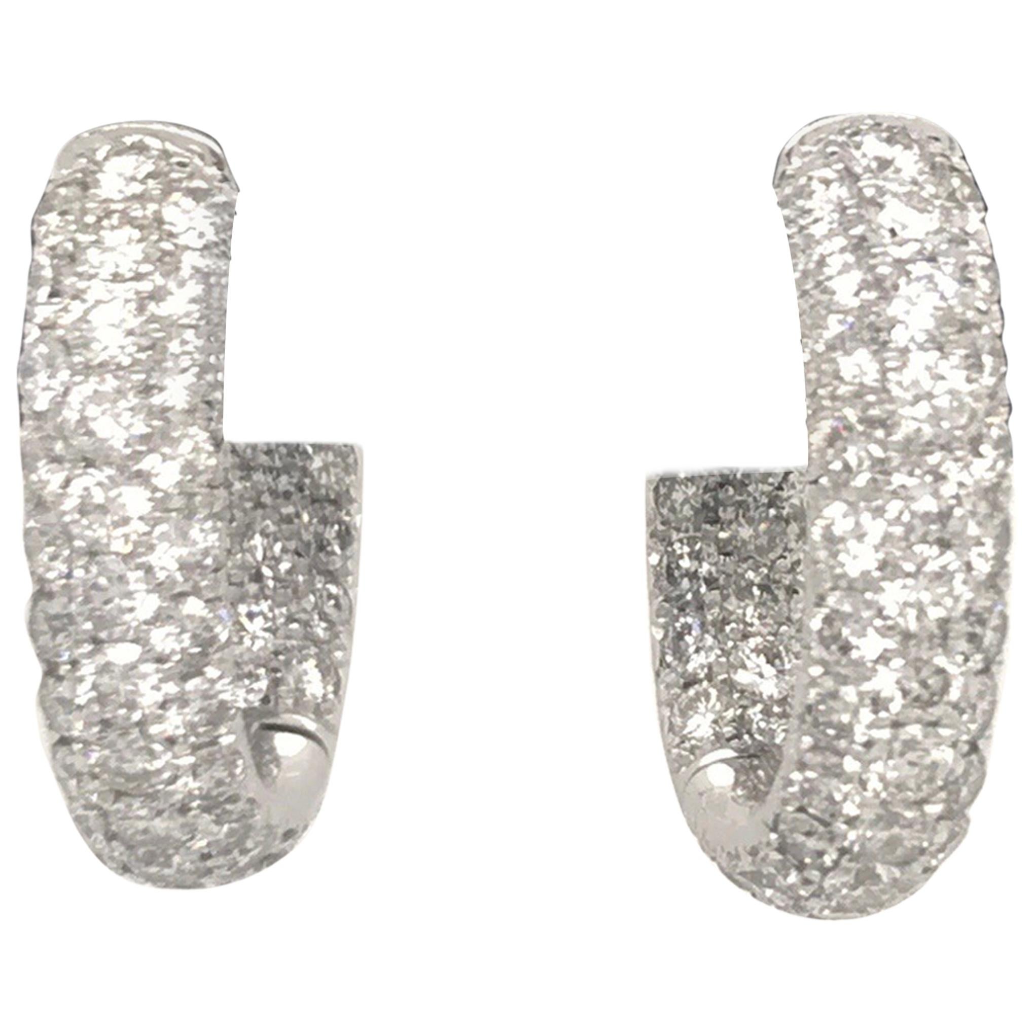 Diamond Hoop Earrings 2.95 Carat 18 Karat White Gold