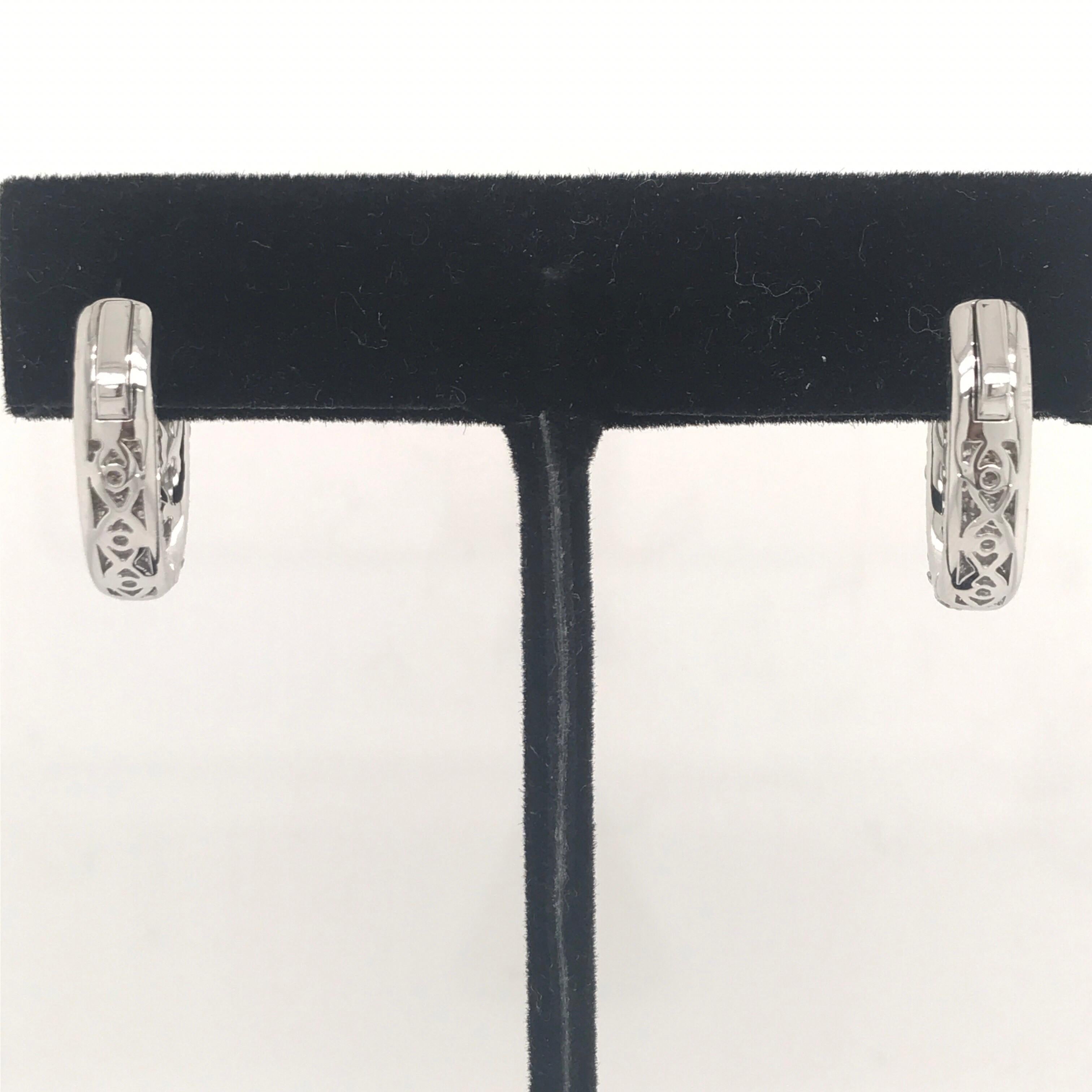 Women's Diamond Hoop Earrings 2.95 Carat 18 Karat White Gold For Sale