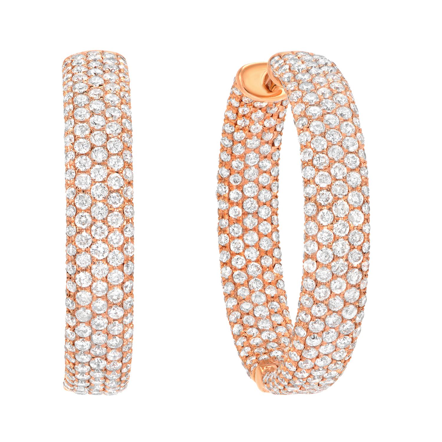Modern Diamond Hoop Earrings 3.47 Carats