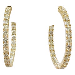 Pendientes de aro de diamantes de 4,25 quilates en oro amarillo de 18 K