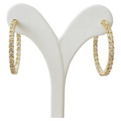 Boucles d'oreilles créoles en or jaune 18 carats et diamants 4,25 carats