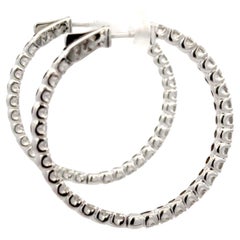 Diamond Hoop Earrings 4.61 Carats U Prong 14 Karat White Gold Average 0.08 CTS
