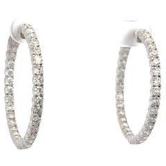 Diamond Hoop Earrings 4.61 Carats U Prong 14 Karat White Gold Average 0.08 CTS