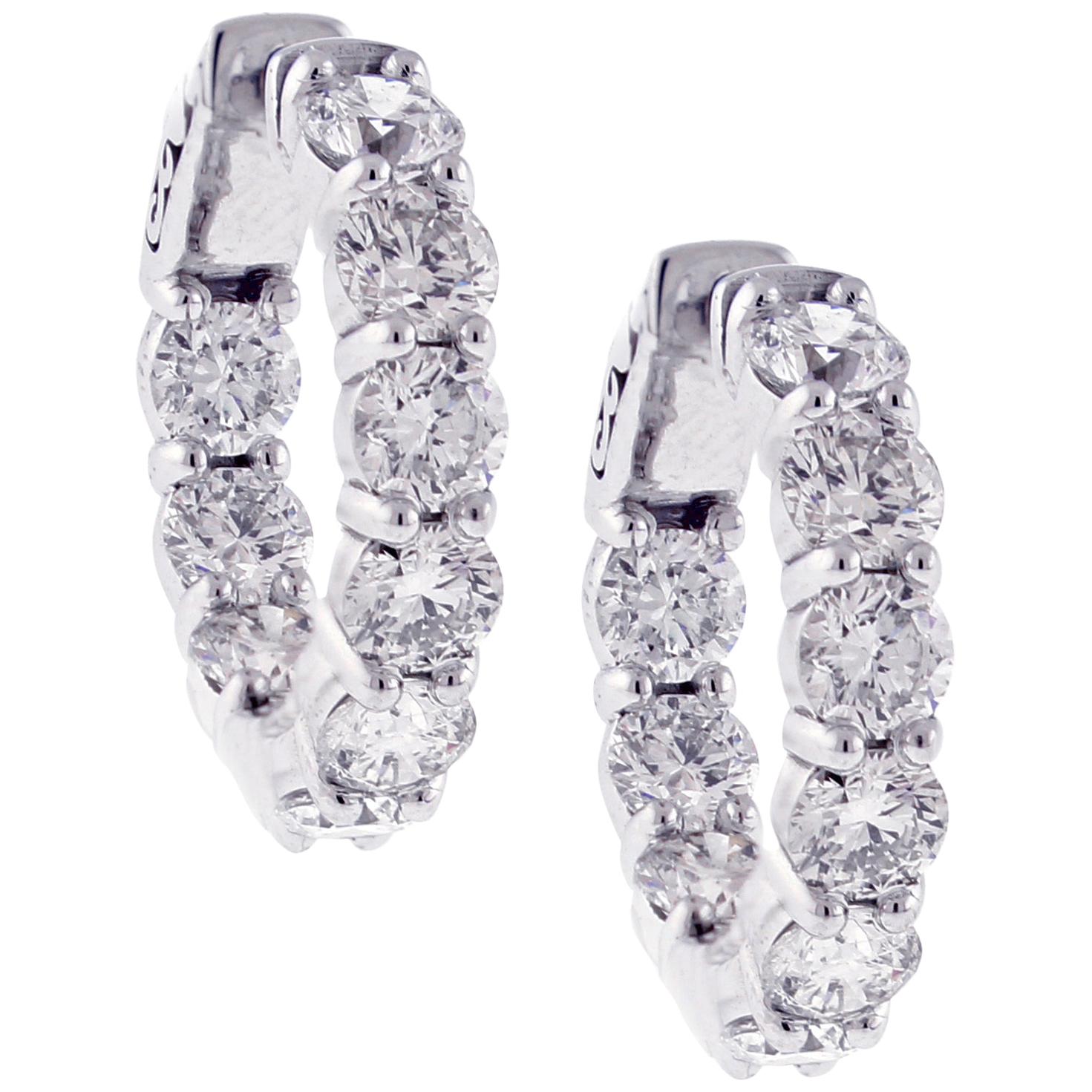 Diamond Hoop Earrings, 4.80 Carat, From Pampillonia For Sale