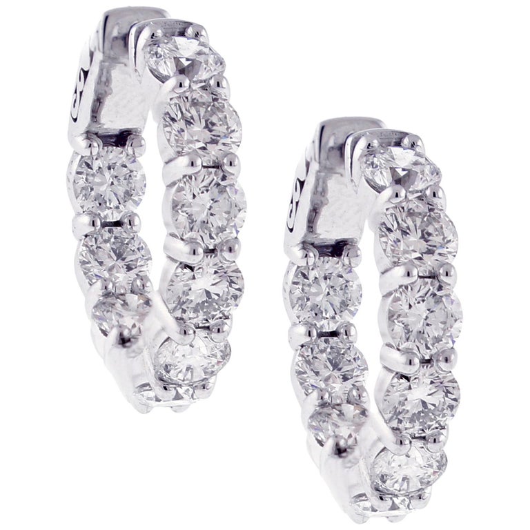 Diamond Hoop Earrings, 5.74 Carat, From Pampillonia For Sale at 1stDibs