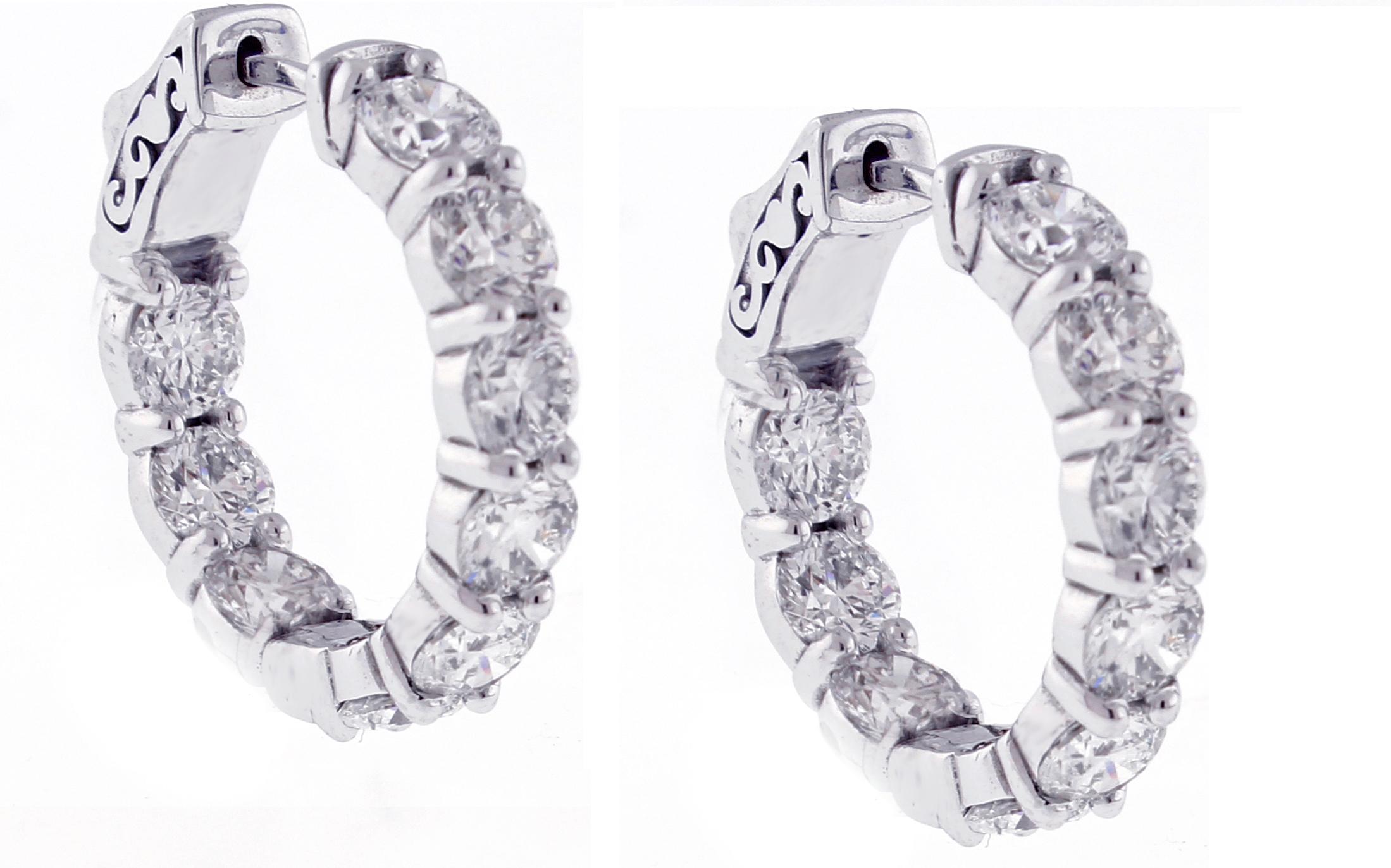 Diamond Hoop Earrings, 4.80 Carat, From Pampillonia In New Condition For Sale In Bethesda, MD
