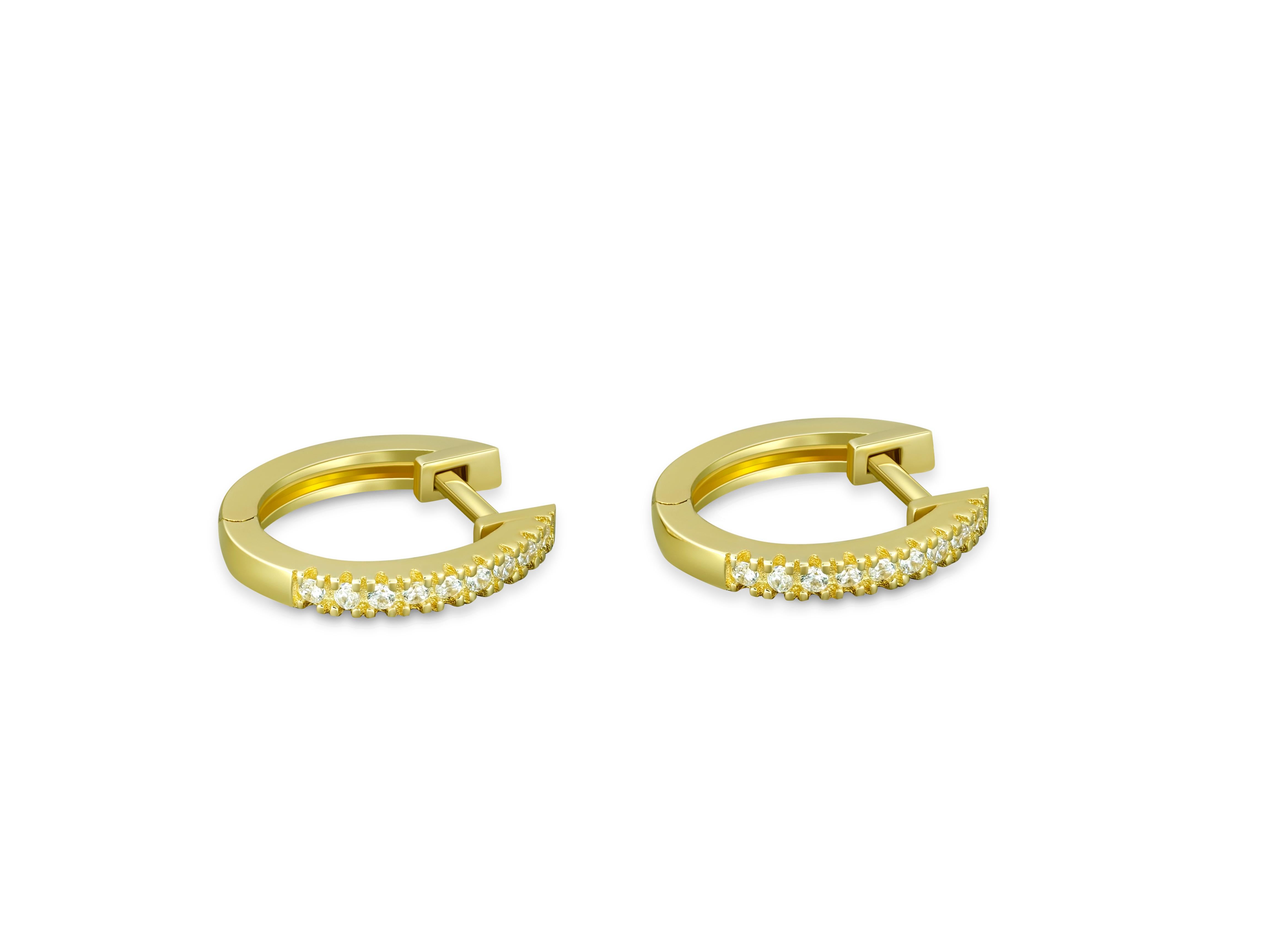 Modern Diamond Hoop Earrings and Garnet Briolette Charms in 14k Gold For Sale