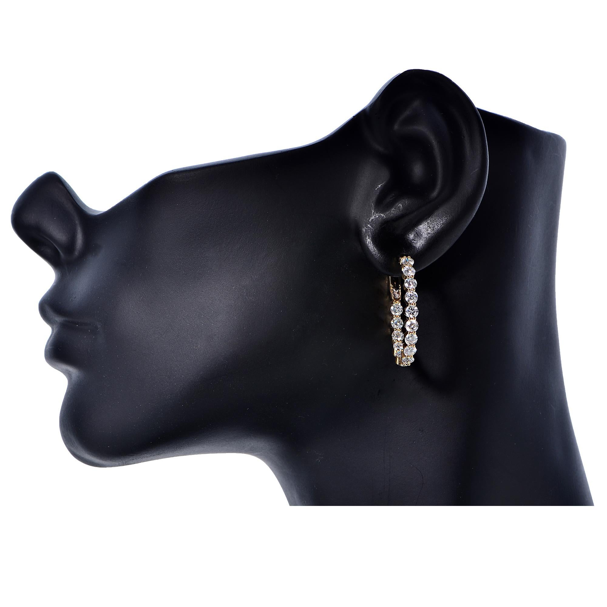 Contemporary Diamond Hoop Earrings