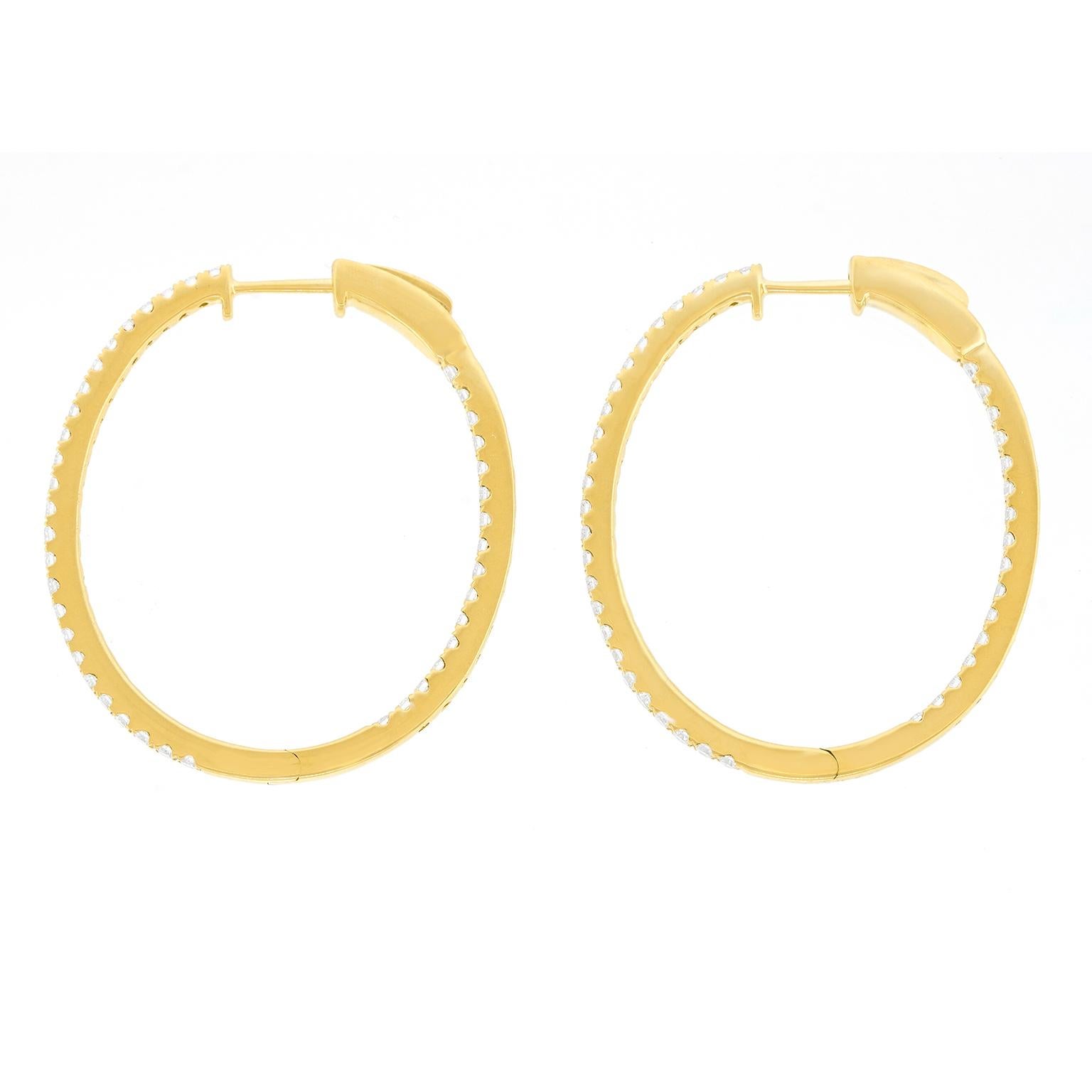 Taglio rotondo Orecchini a cerchio con diamanti in vendita