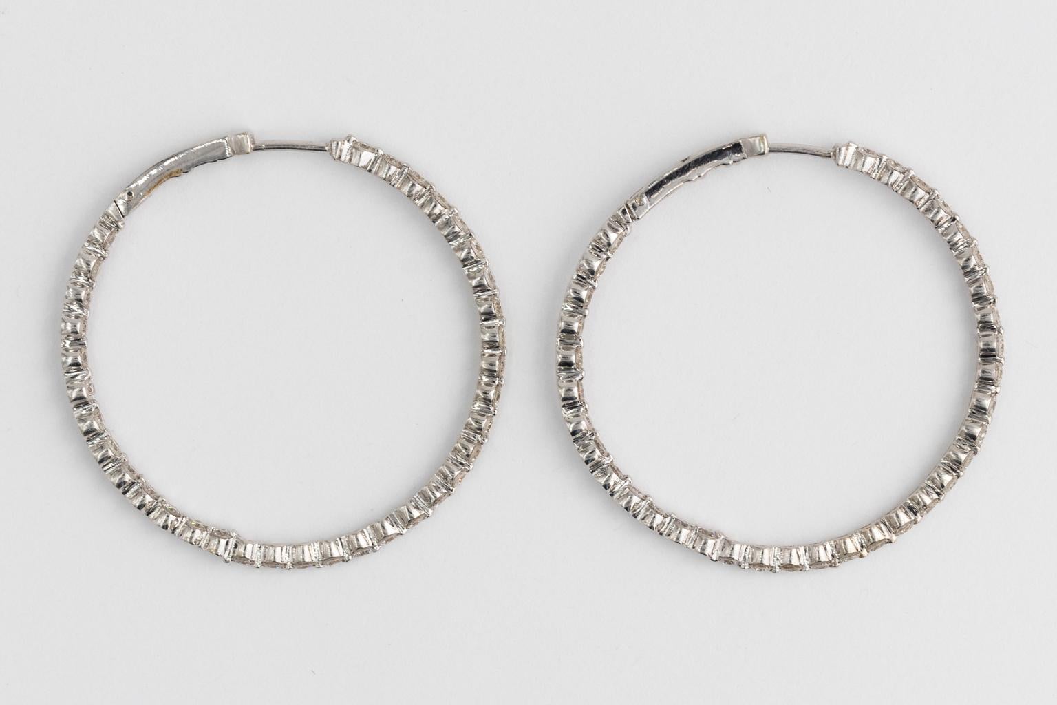 Contemporary Diamond Hoop Earrings For Sale