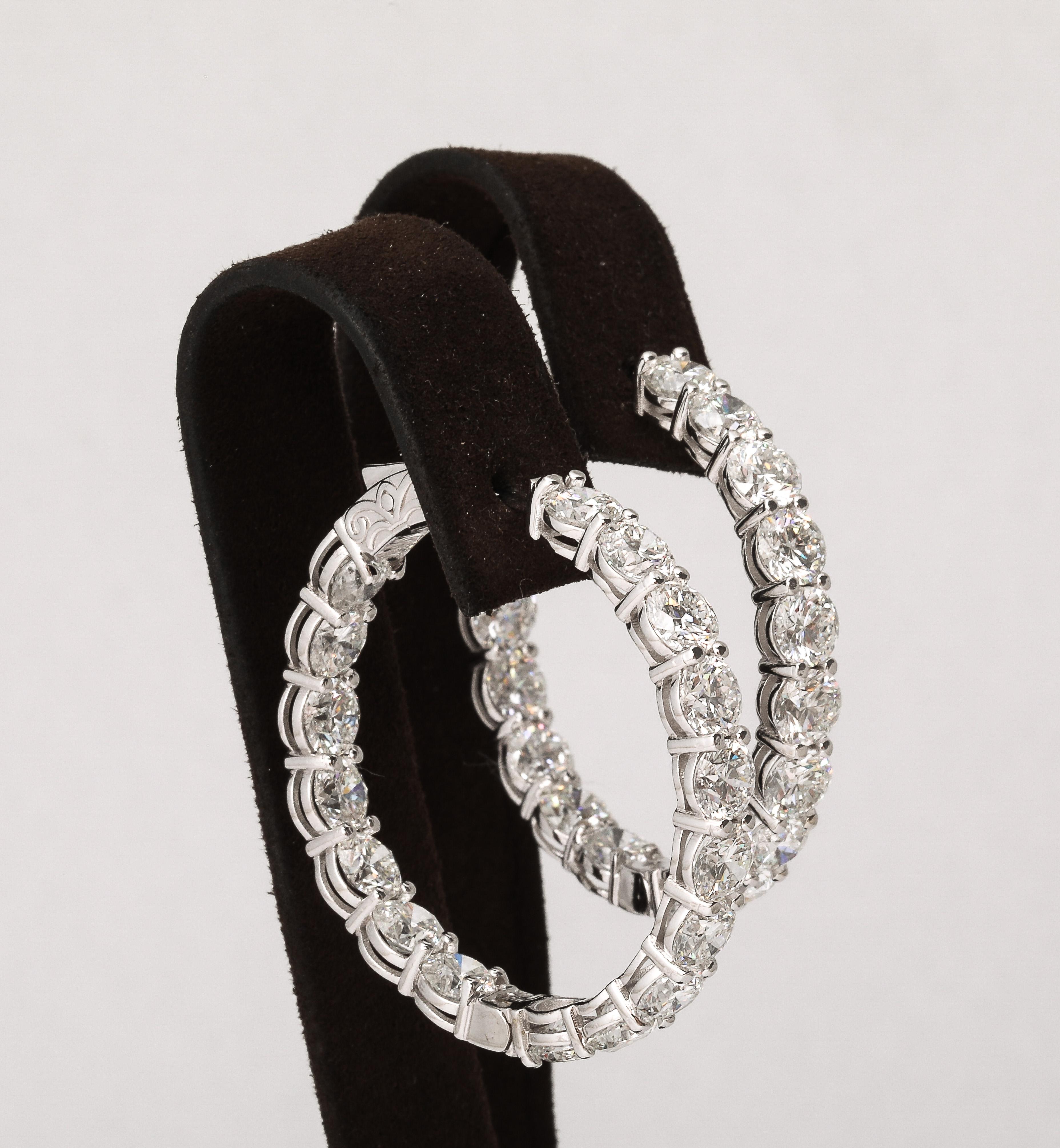 Round Cut Diamond Hoop Earrings  For Sale