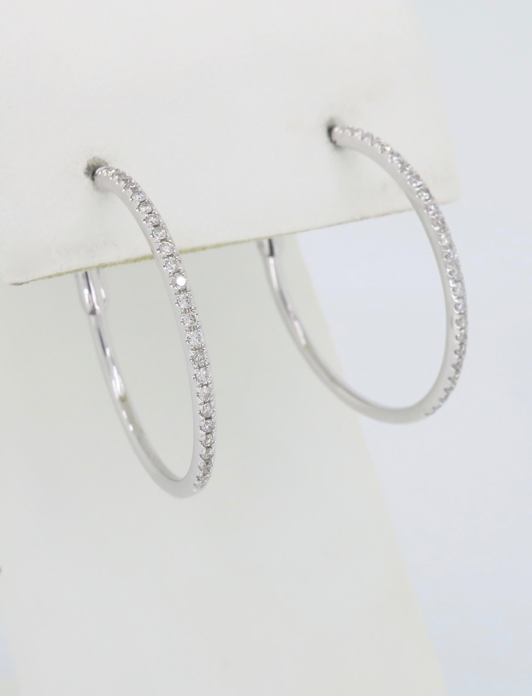 Diamond Hoop Earrings In New Condition In Webster, NY