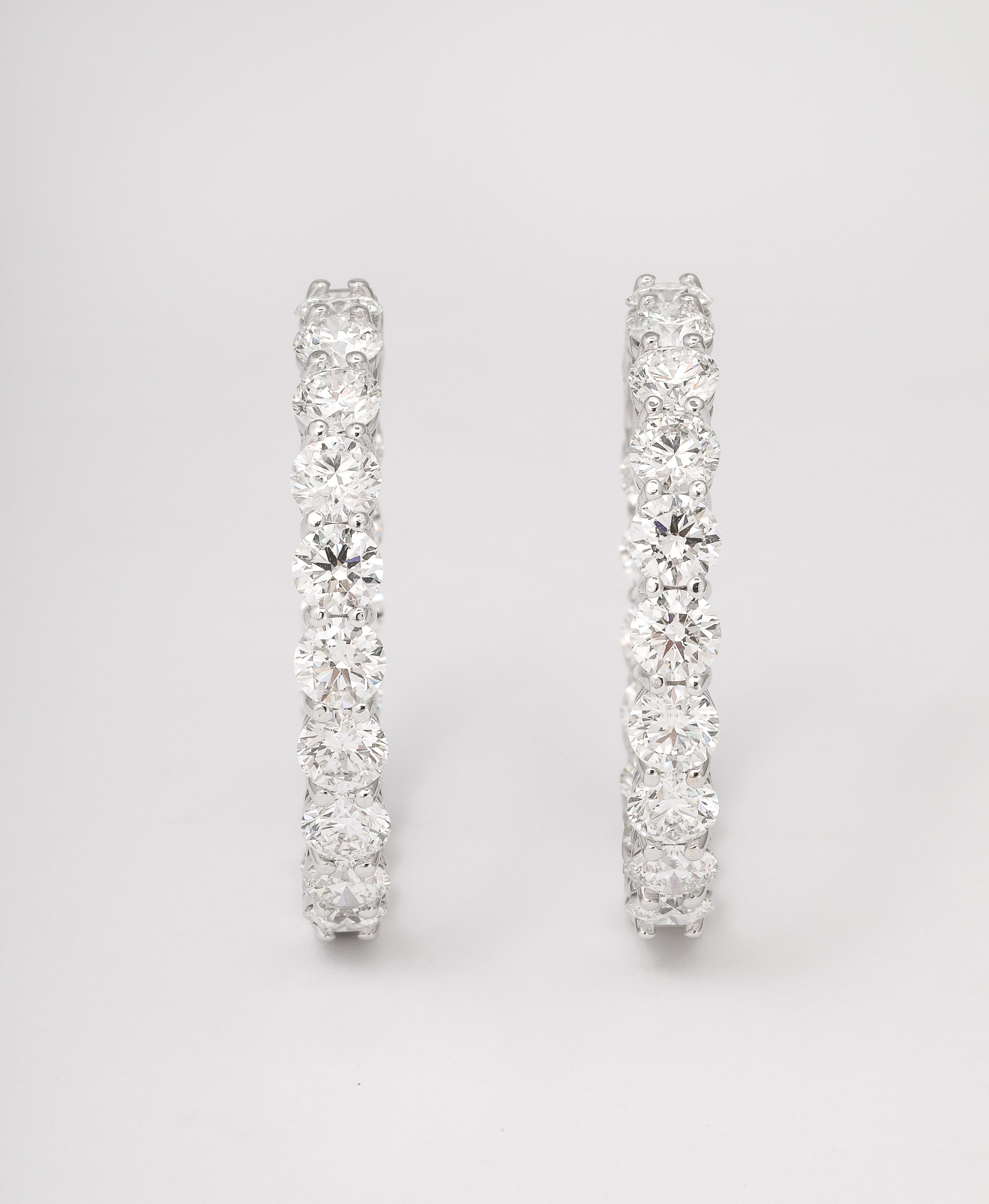 Diamond Hoop Earrings  In New Condition For Sale In New York, NY