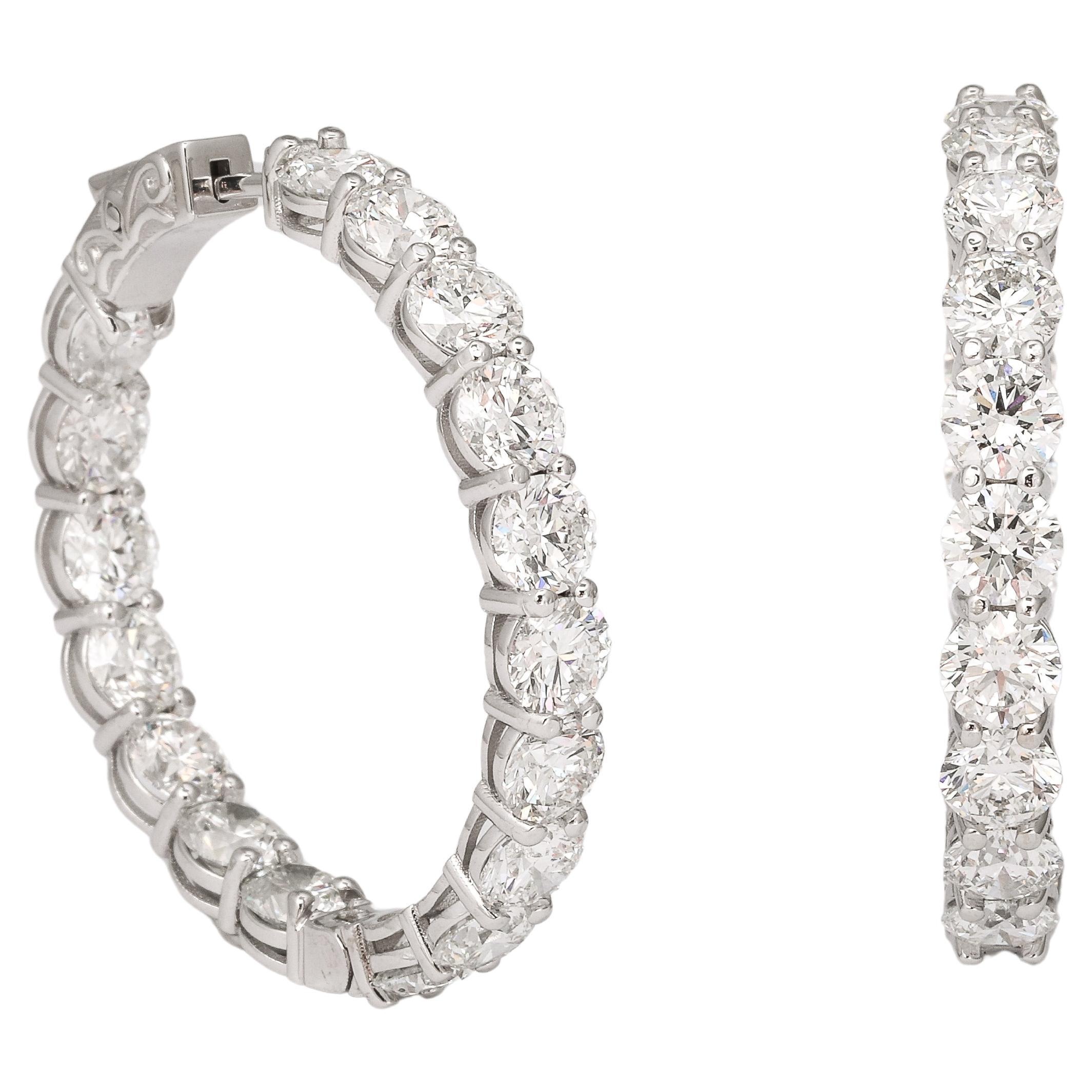 Diamond Hoop Earrings  For Sale