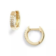 Diamond Hoop Earrings For Women 14K Solid Gold Handmade Earrings Gift