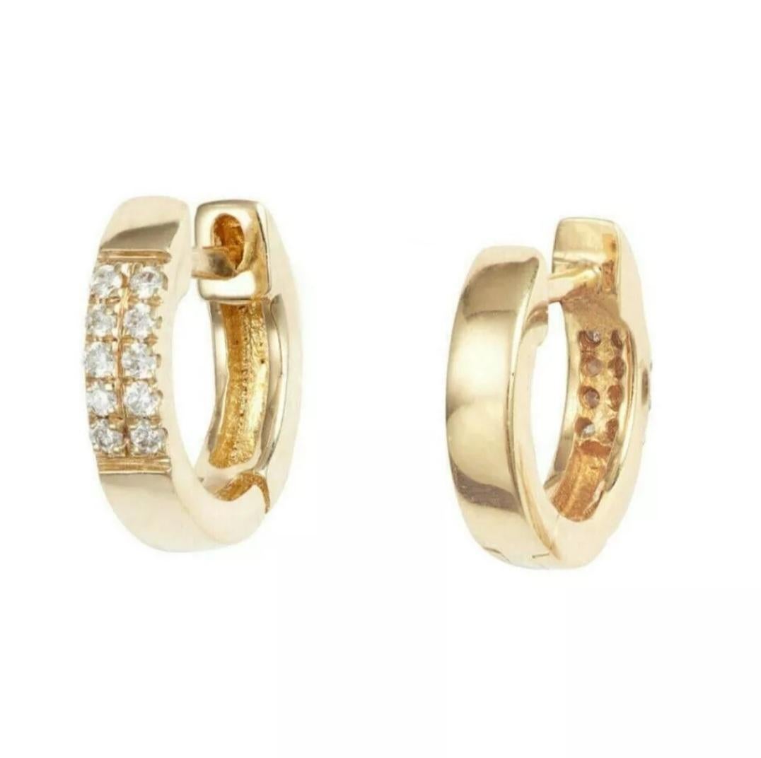 Diamond Hoop Earrings For Women 14K Solid Gold Handmade Earrings Gift In New Condition For Sale In Chicago, IL