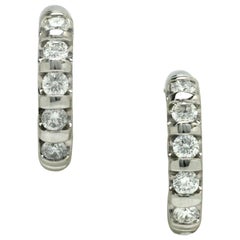 Diamond Hoop Earrings Huggie Hoops Platinum 0.75 Carat Modern Estate Jewelry
