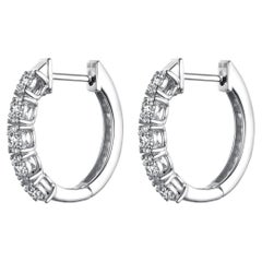 Diamond Hoop Earrings in 14 Karat White Gold