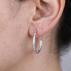 Diamond Hoop Earrings in 14k White Gold