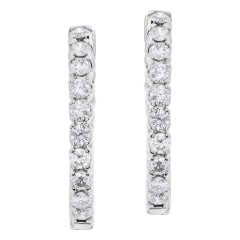 Diamond hoop earrings in 14k white gold with over 3 carats in round diamonds