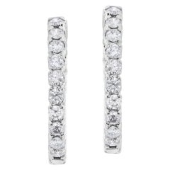 Diamond Hoop Earrings in 14k White Gold with over 3 Carats in Round Diamonds