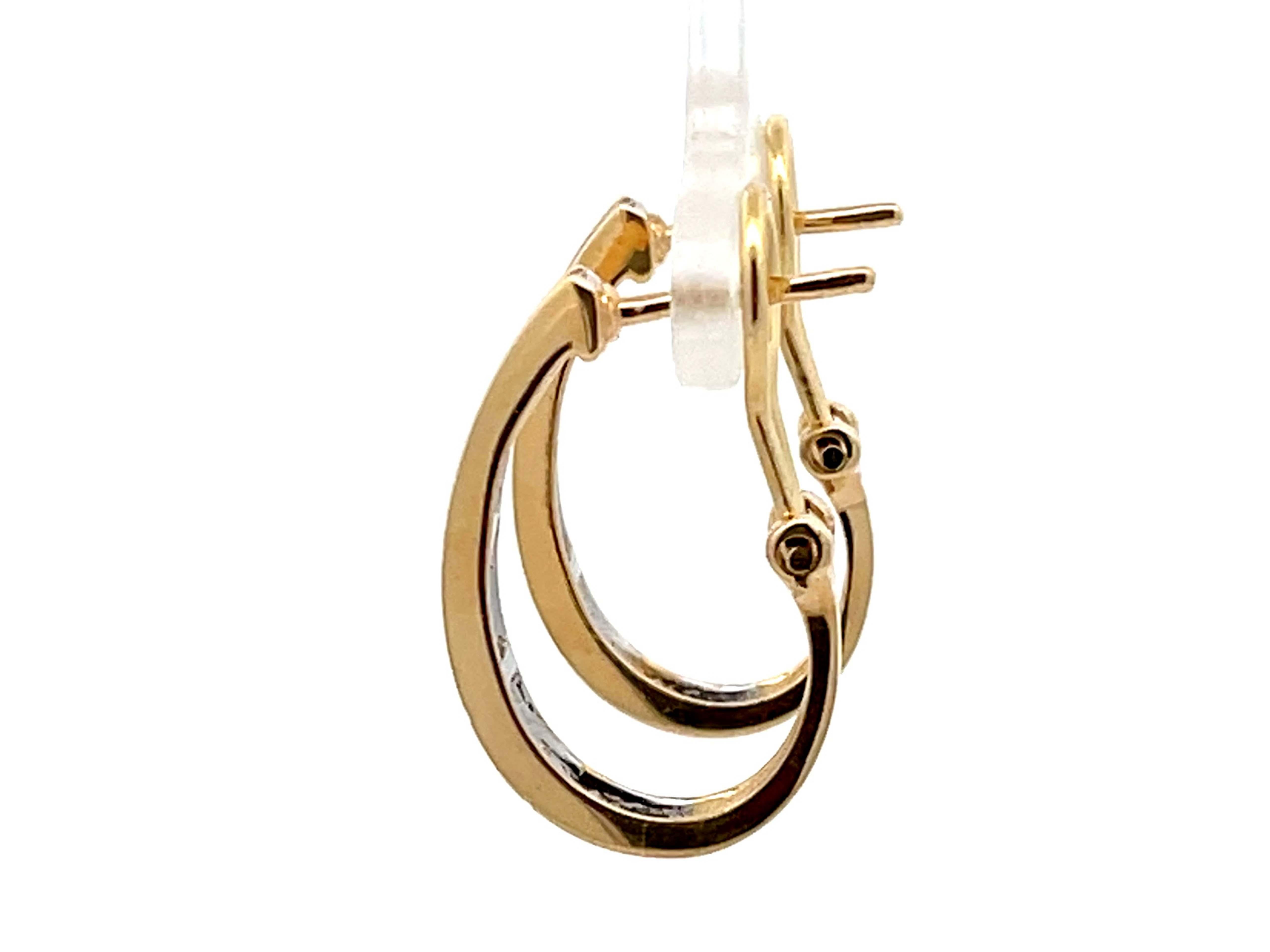 Women's Diamond Hoop Earrings in 14k Yellow Gold For Sale