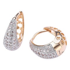 Diamond Hoop Earrings in 18 Karat Solid Gold