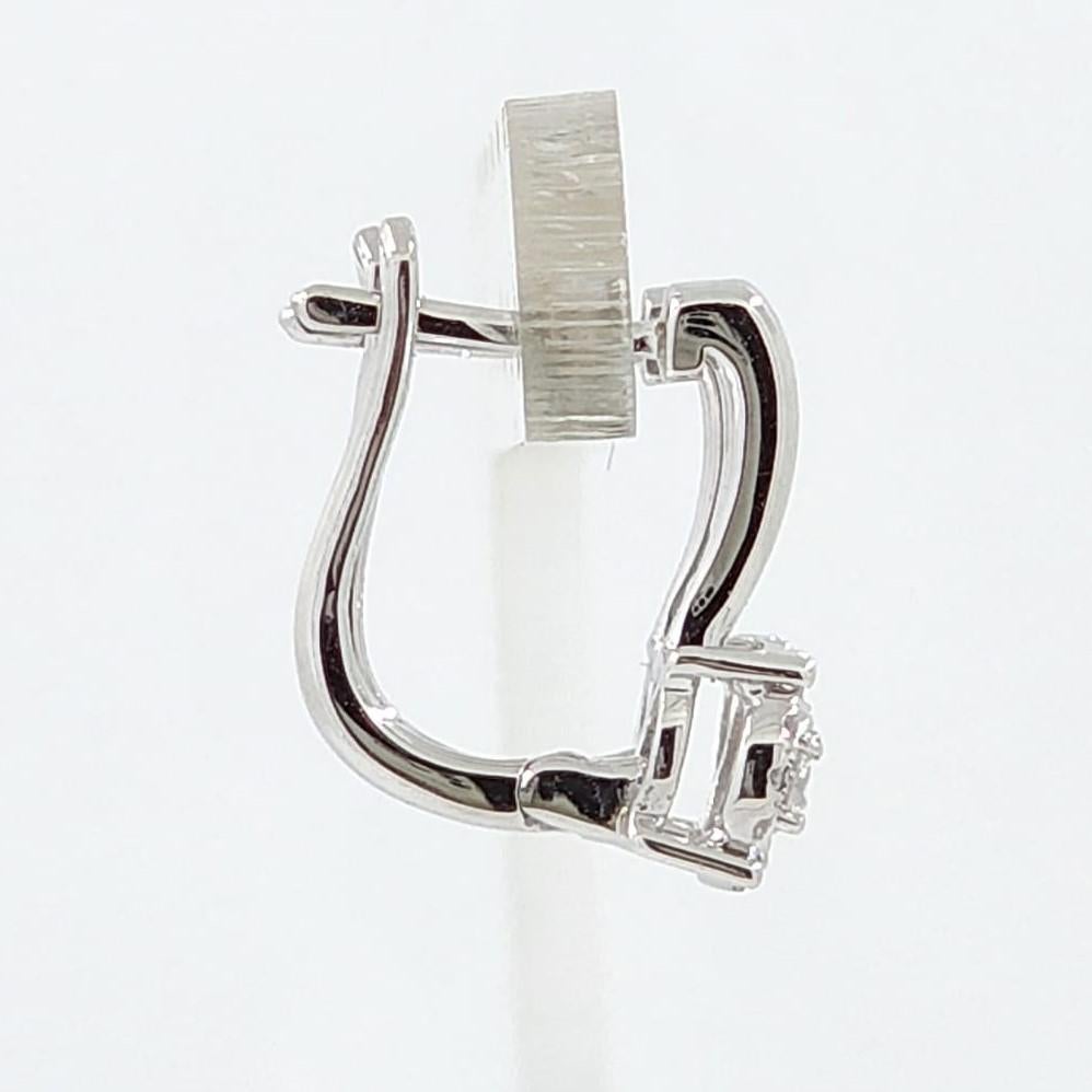 Round Cut Diamond Hoop Earrings in 18 Karat White Gold For Sale
