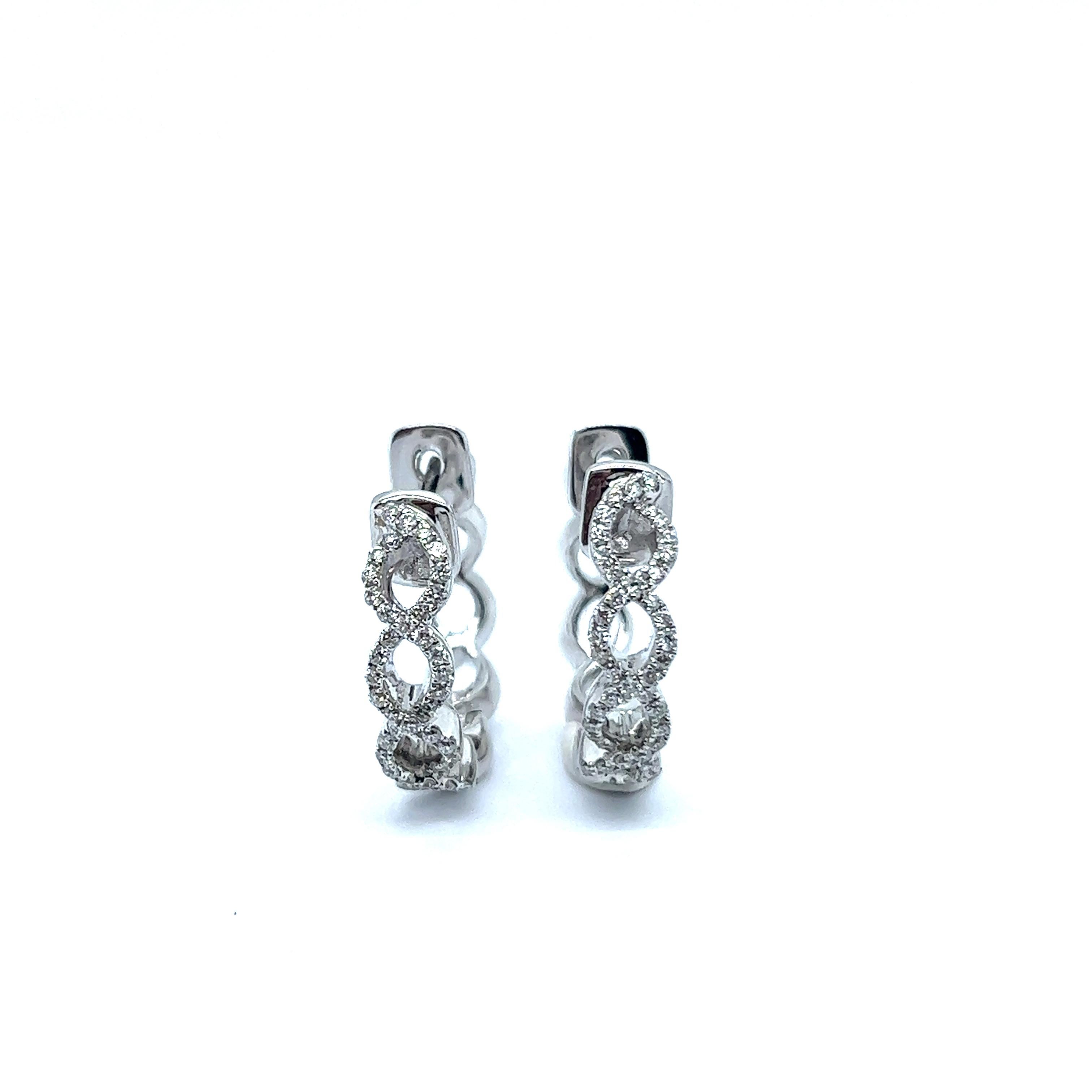 Diamond Hoop Earrings in 18 Karat White Gold For Sale 2