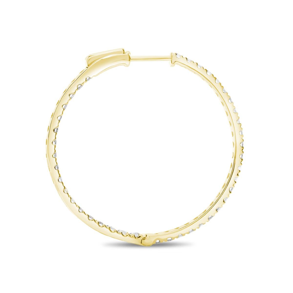 Contemporary Diamond Hoop Earrings in 18 Karat Yellow Gold by Allison Bryan For Sale