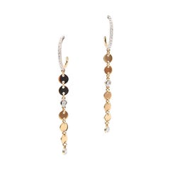 Diamond Hoop Earrings in 18k Rose Gold with Dangling Sequins