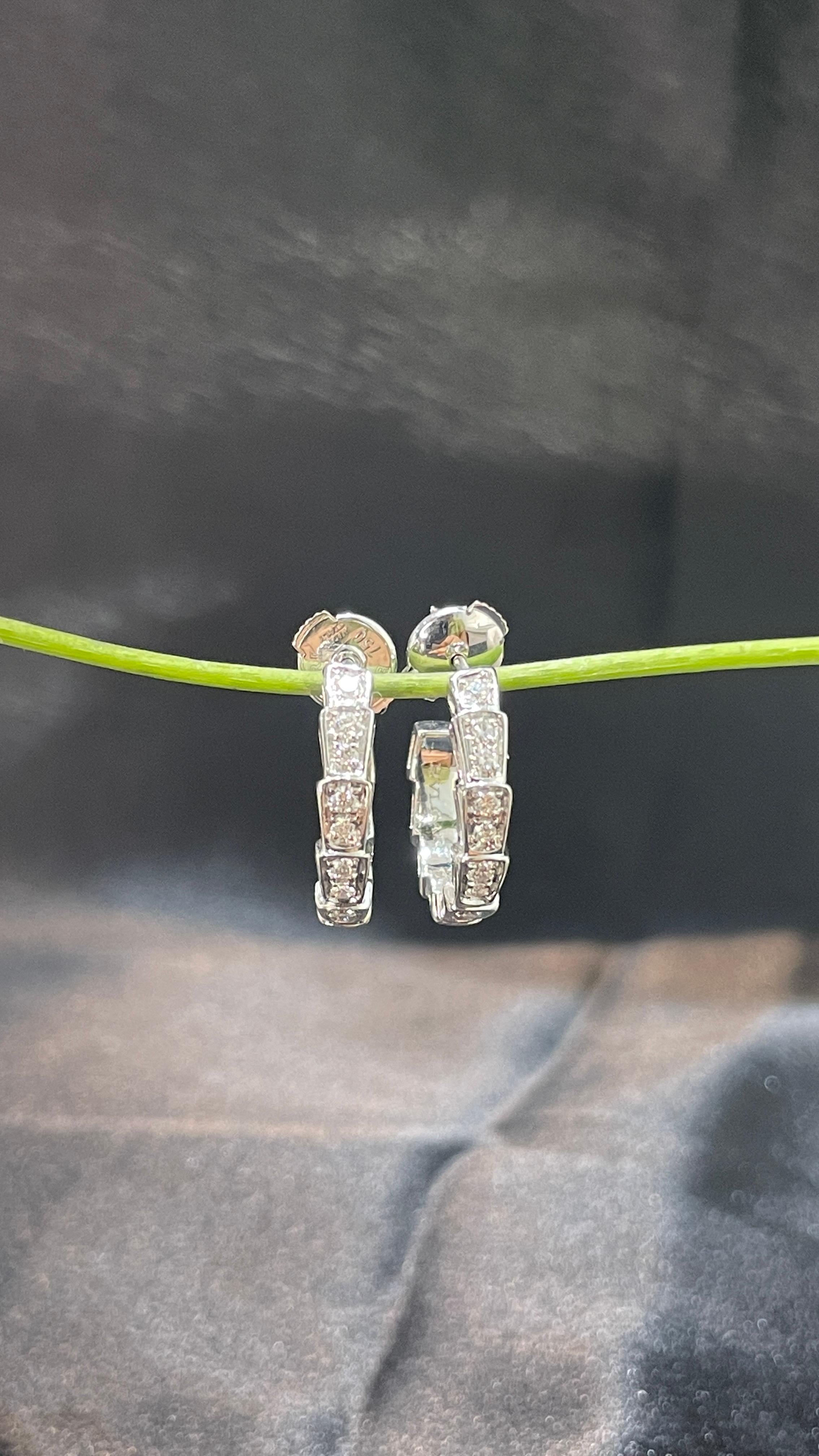 Modern Diamond open C-Hoop Earrings in 18K Solid White Gold