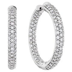 Diamond Hoop Earrings in 18k White Gold