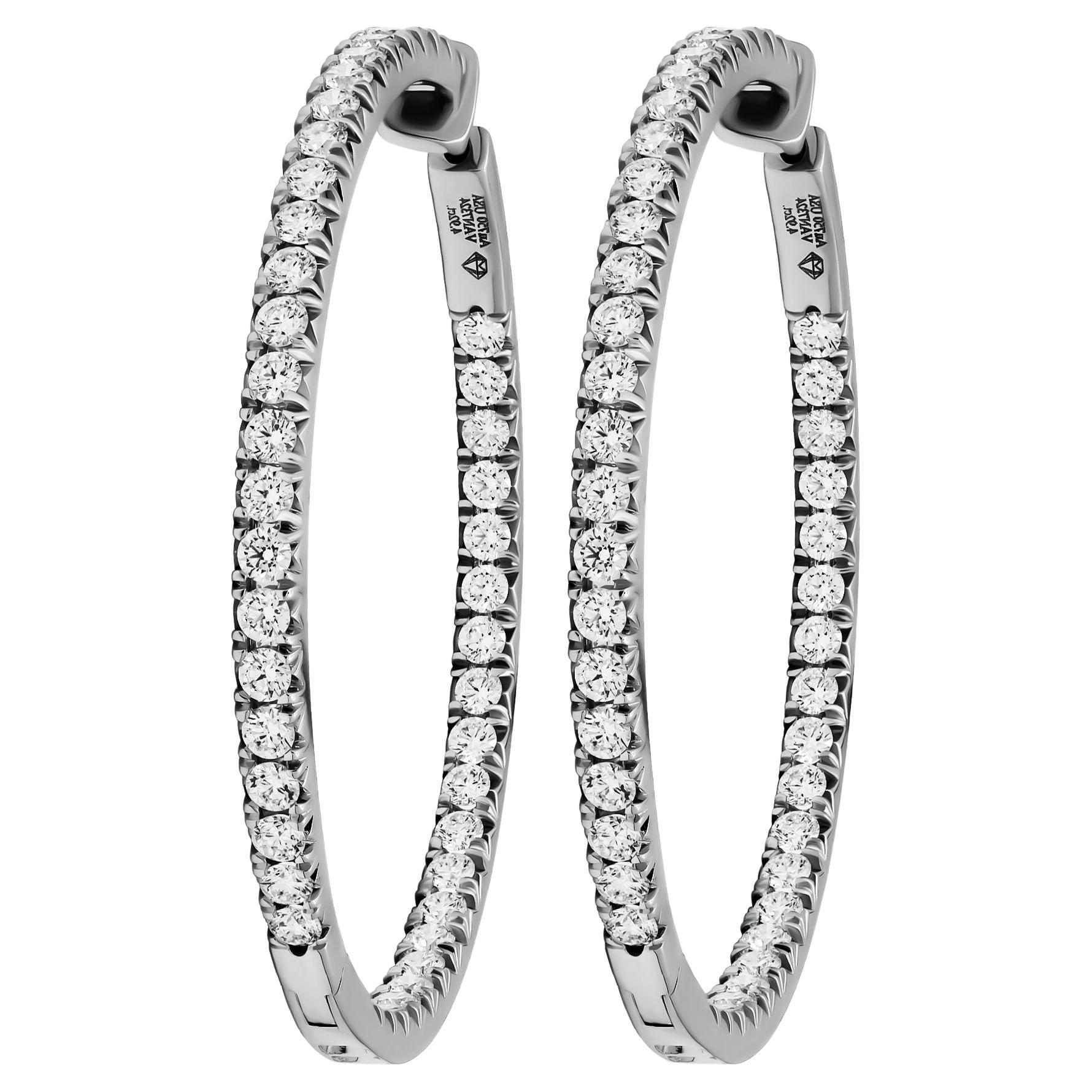 Diamond Hoop Earrings in 18k White Gold