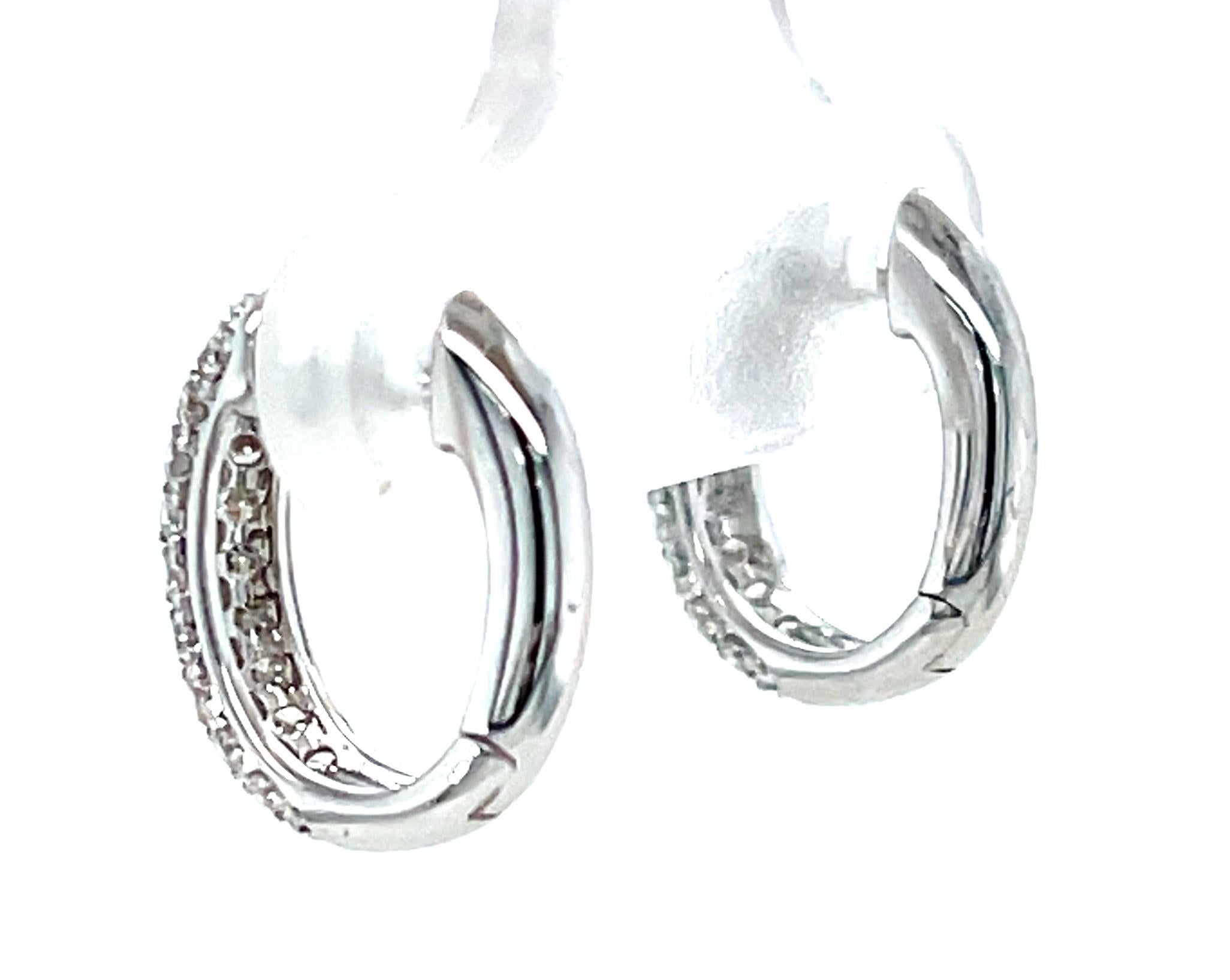 Diamant-Creolen-Ohrringe aus 18 Karat Weißgold mit Scharnierrücken  für Damen oder Herren im Angebot