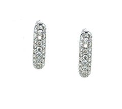 Diamond Hoop Earrings in 18k White Gold with Hinged Backs 
