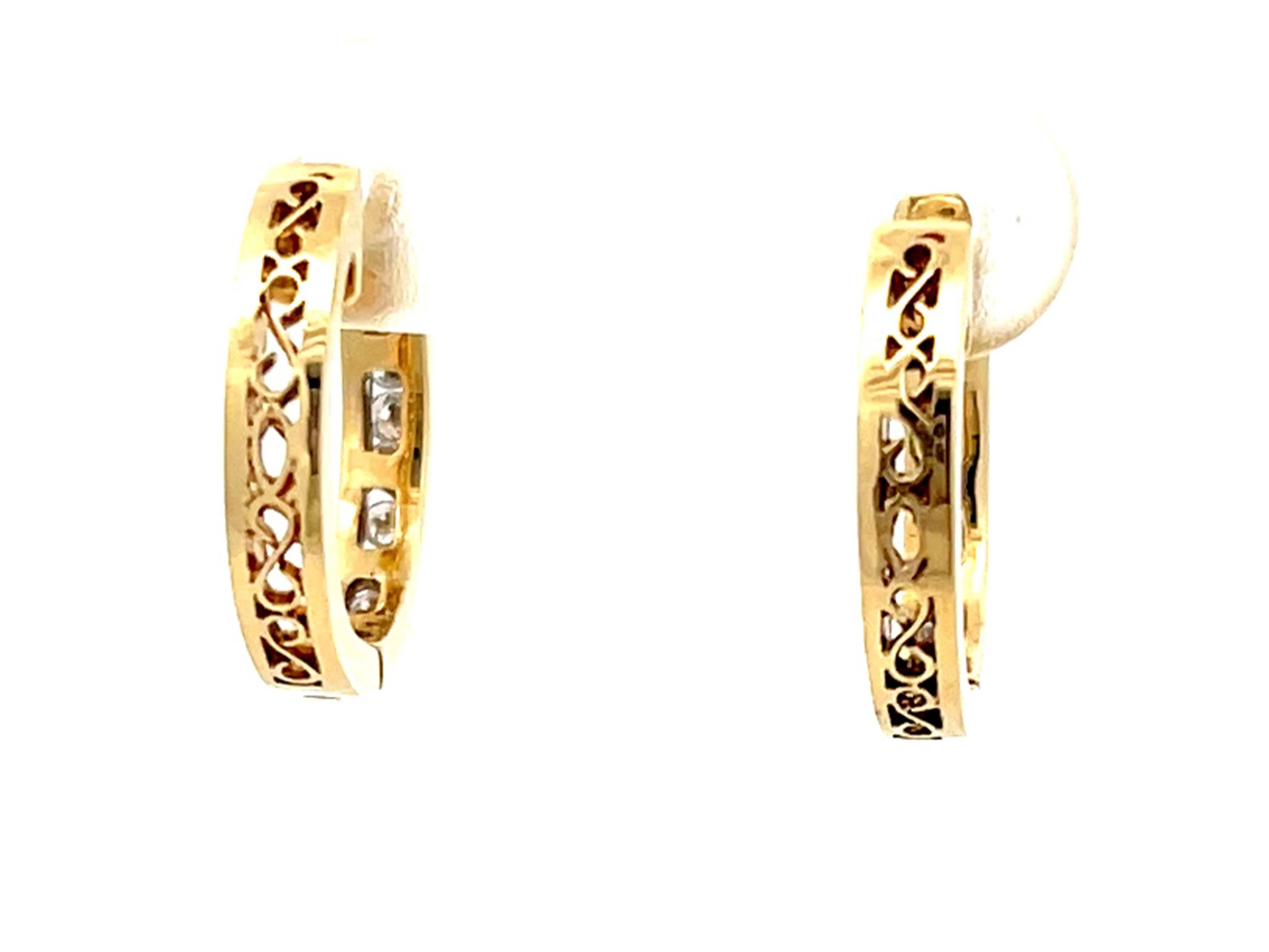 Women's Diamond Hoop Earrings in 18k Yellow Gold