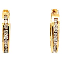 Diamond Hoop Earrings in 18k Yellow Gold