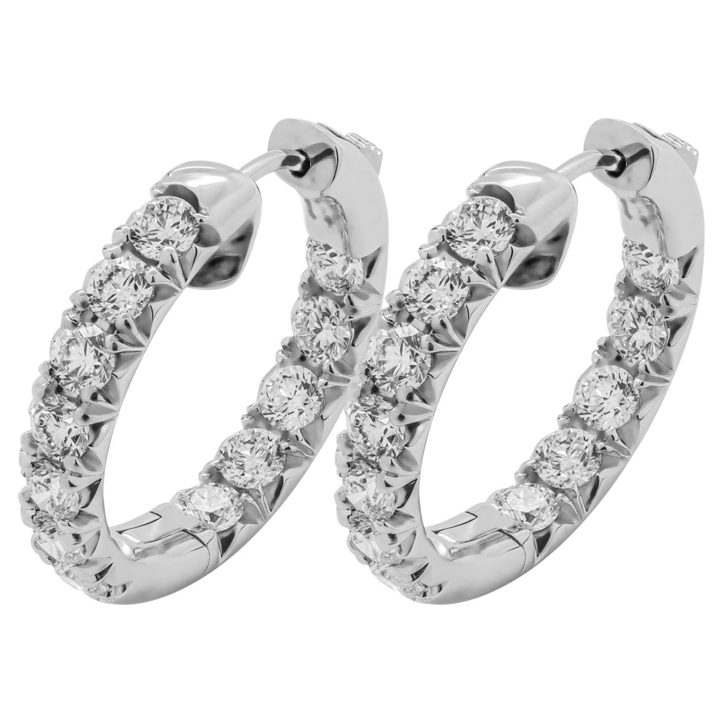 Diamond Hoop Earrings in White Gold with 4.7ct