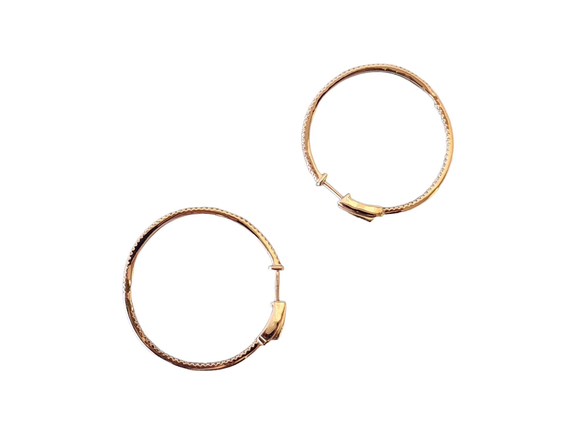 Diamond Hoop Earrings Inside Out 10k White Gold 1.00tcw 1.5