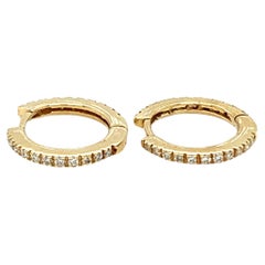 Diamond hoop earrings small 18k yellow gold